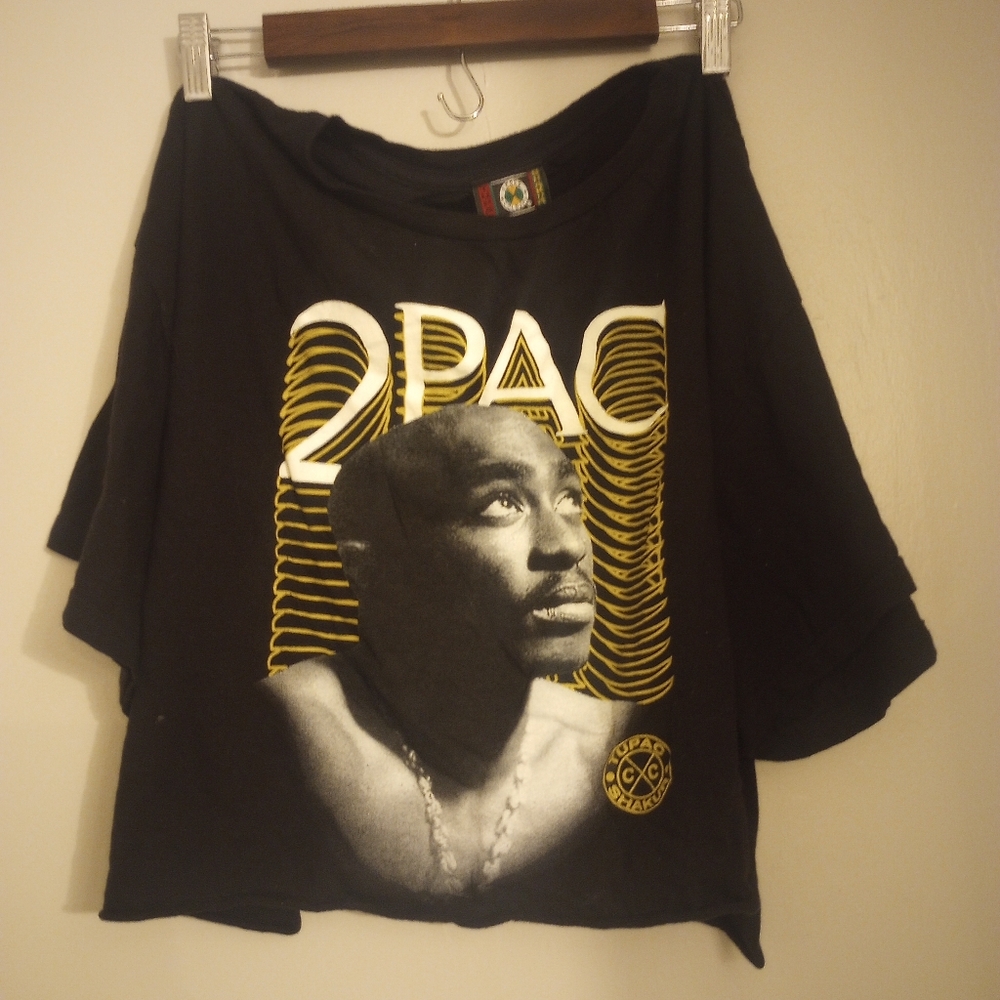 Cross Colours Tupac Shakur Vintage 90's Women's Short Sleeve Crop Top Tee
